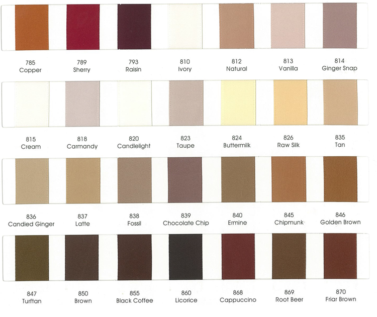 Satin ribbon color chart