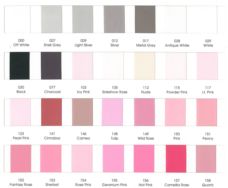 satin ribbon color chart