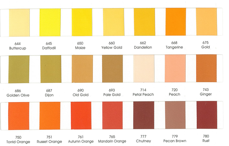 Satin ribbon color chart