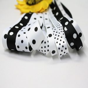 black and white polka dot ribbon