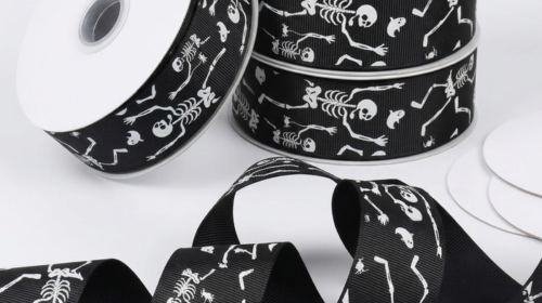 1.5 Inch Skeleton Grosgrain Ribbon for Halloween Crafts